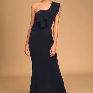 Black one shoulder maxi dress